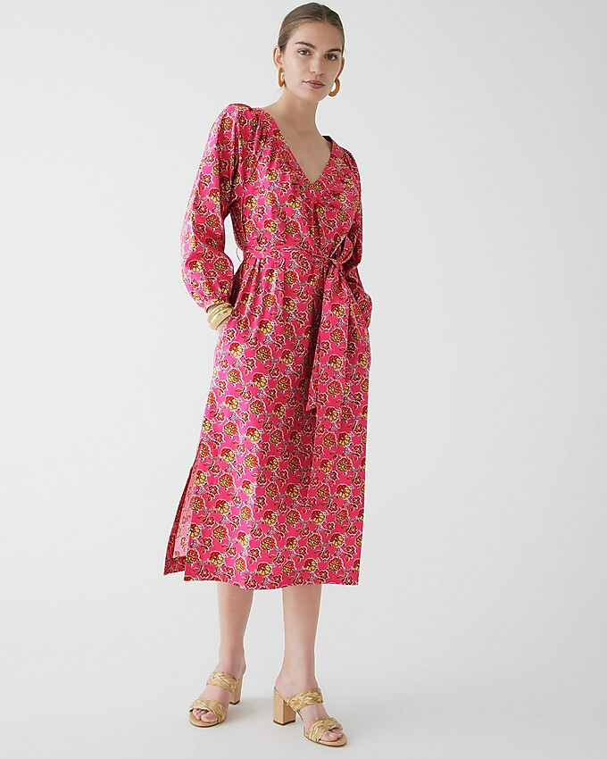 Tie-waist cotton poplin dress in Ratti® pink blooms print | J. Crew US