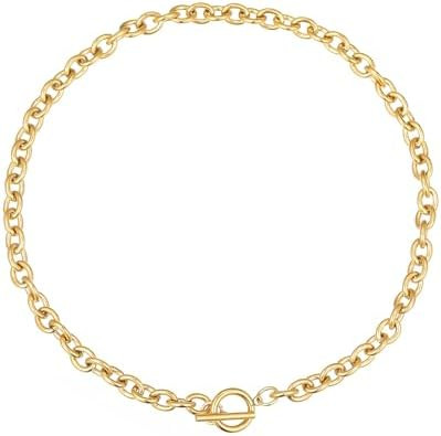 18K Gold Plated Chunky Chain Necklace for Women Thick Cuban Curb Chain Green Gemstone Pendant Tog... | Amazon (CA)