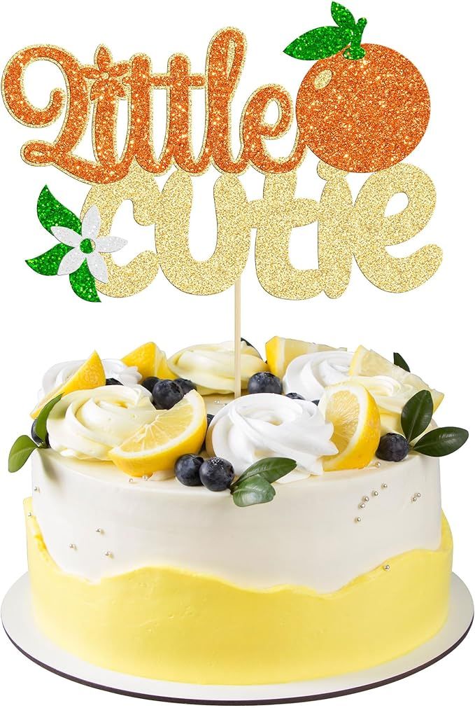 Gyufise 1 Pack Little Cutie Cake Topper Glitter Fruit Orange Cake Pick for Citrus Theme Baby Show... | Amazon (US)