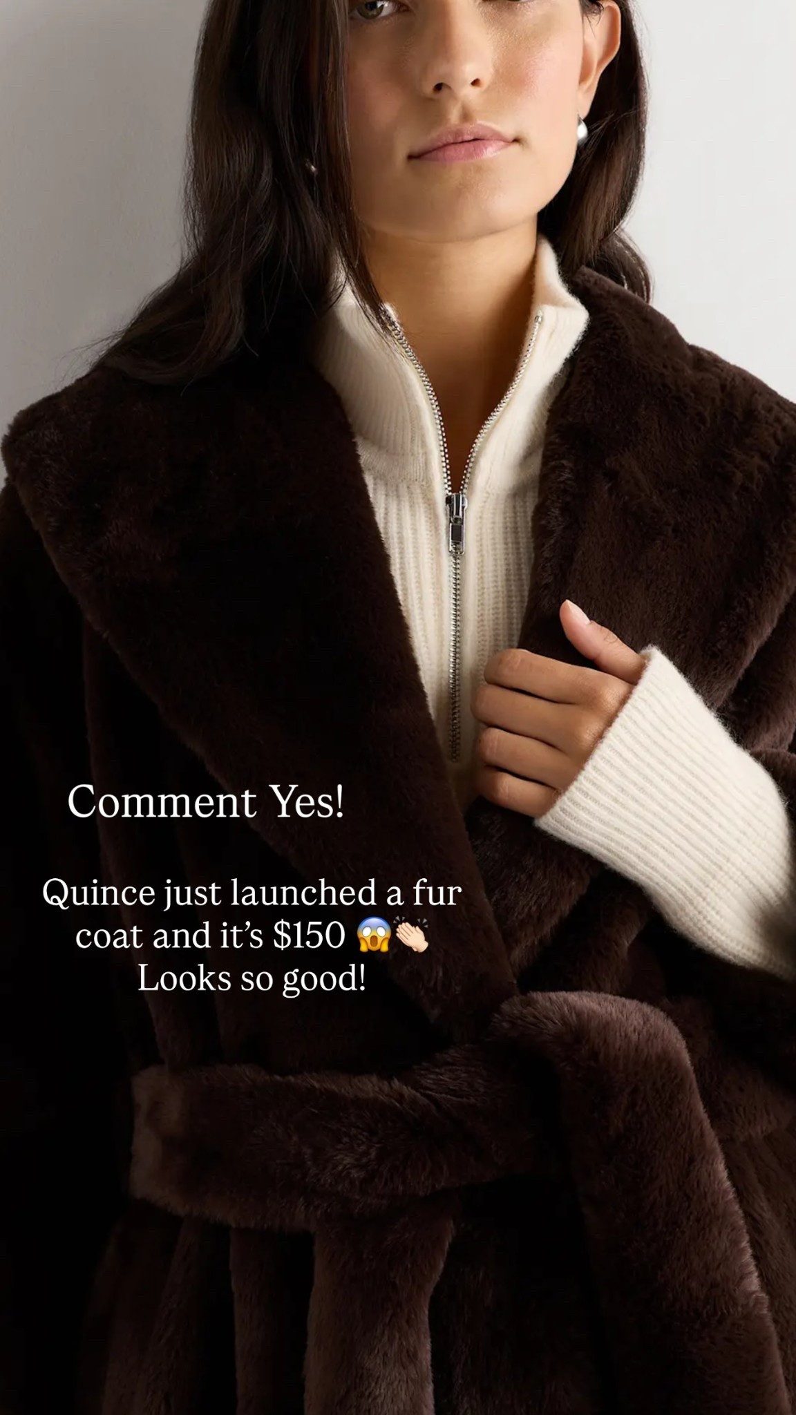 Quince just launched a fur coat and it’s $150 😱👏🏻 
Looks so good!  Comment Yes!  @onequince
