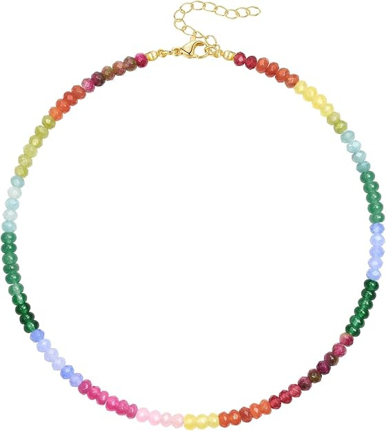 KELORIS PATH Beaded Necklace for Women, Colorful Gemstone Boho Bead Choker for Beach, Trendy Summ... | Amazon (US)