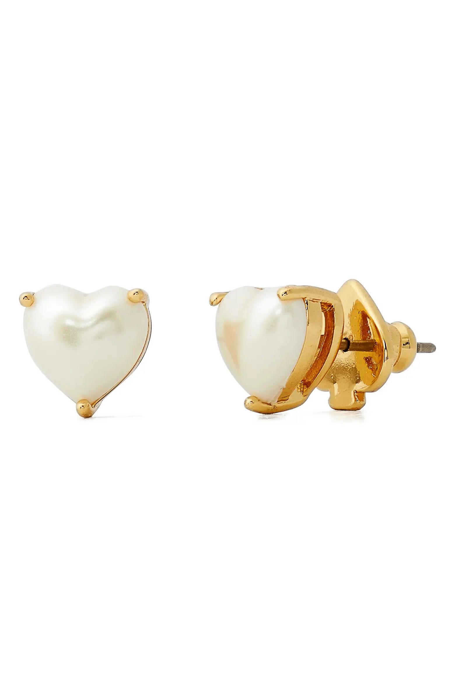 kate spade new york my love imitation pearl heart stud earrings | Nordstrom | Nordstrom