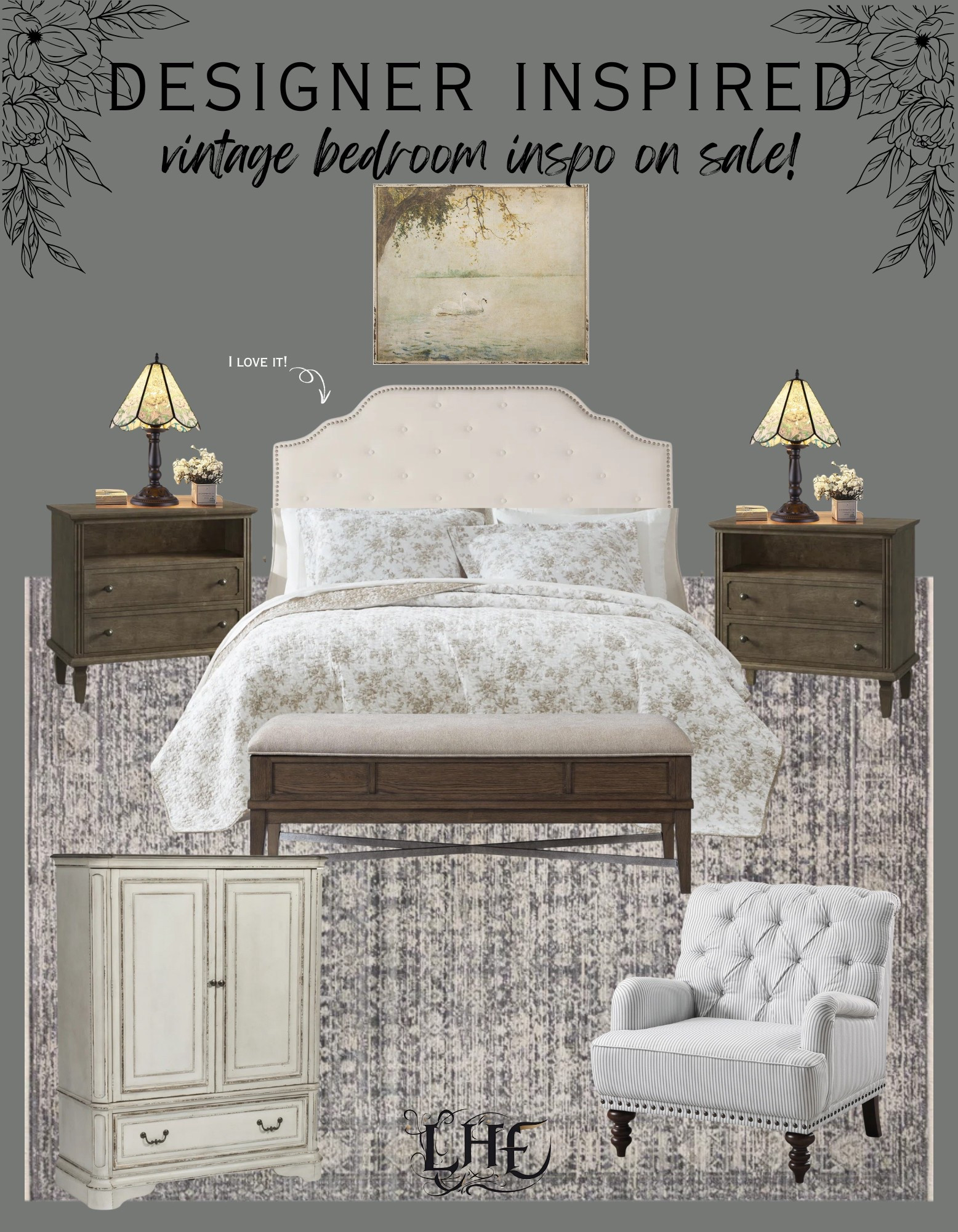 Vintage bedroom mood board…so pretty 😍. Shop by clicking the thumbnails below 👇. Mood board, bedroom, moody bedroom, vintage decor, vintage furniture, vintage home decor, armoire, vintage armoire, accent chair, bedroom accent chair, bedroom mood board, vintage home, bedroom decor, bedroom furniture, affordable home decor, affordable bedroom furniture, affordable bedding 

#LTKSaleAlert #LTKStyleTip #LTKHome