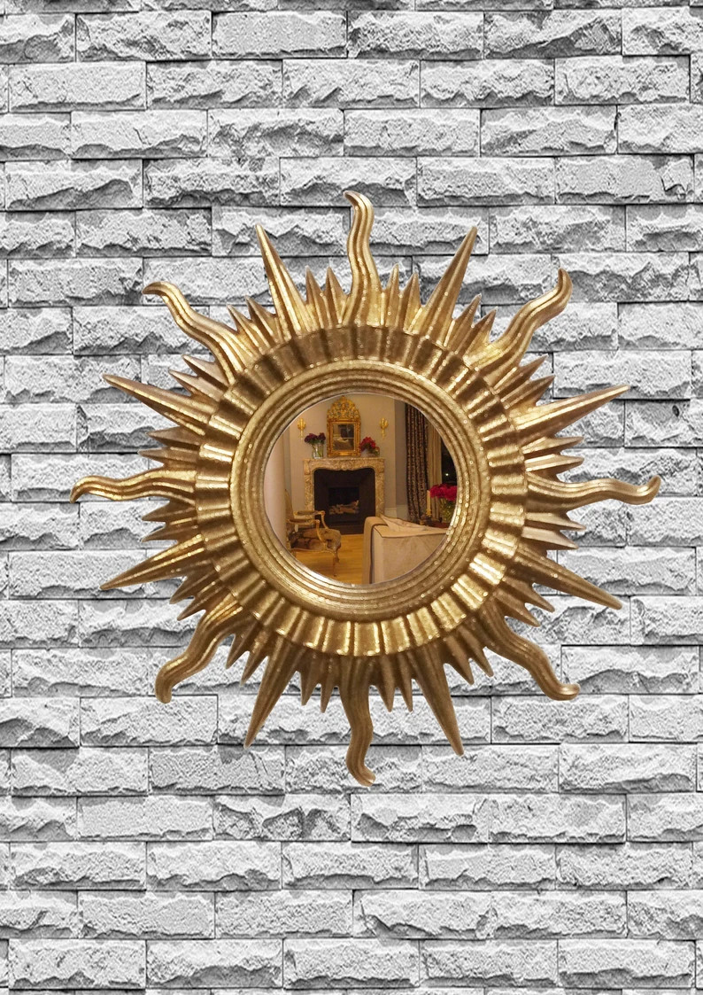 Sun Wall Mounted/gold Mirror Large Home Decor Round Modern Dressing Table Mirror Round Sun - Gold... | Etsy (US)