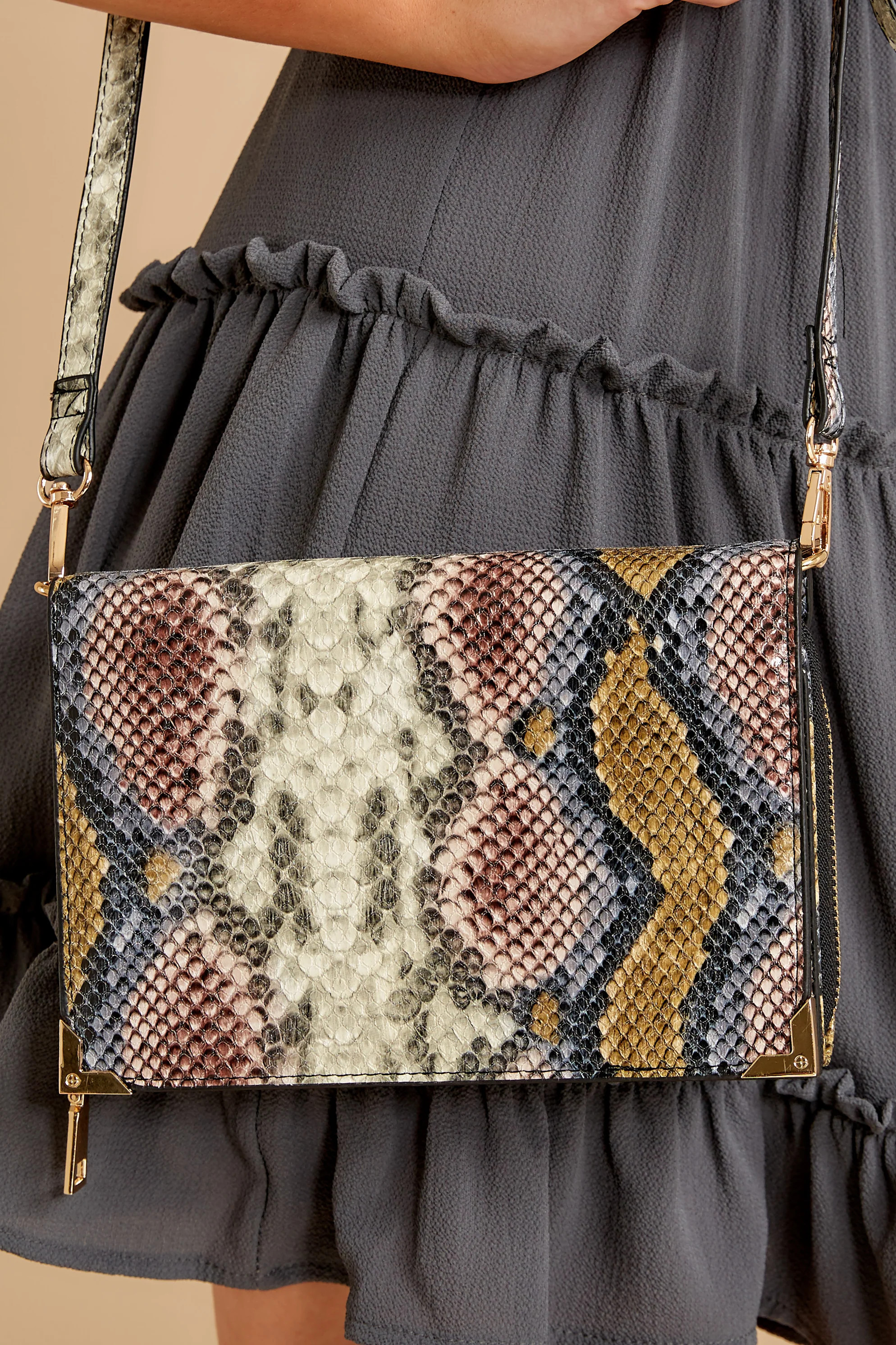 Read Into This Snake Print Purse Grey | Red Dress 