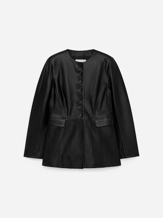 Collarless Leather Blazer | Arket UK