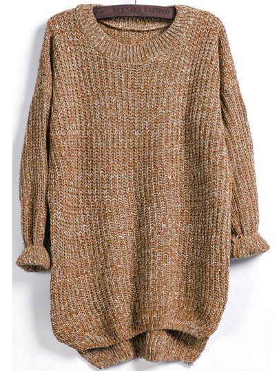 SHEIN Dip Hem Marled Knit Sweater | SHEIN