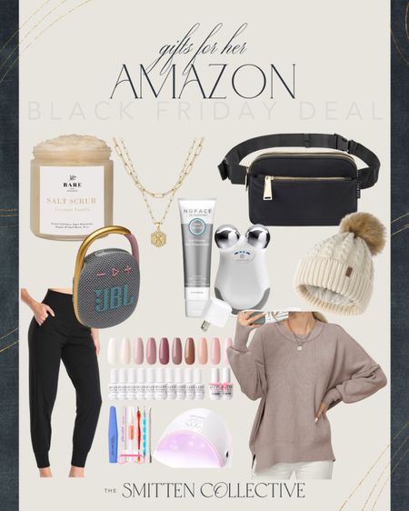 Gifts for her from Amazon and all are Black Friday deals!

self-care gift, Amazon fashion, oversized sweater, joggers, gel nail kit, belt bag, NuFace, hat, initial necklace, JBL speaker

#LTKGiftGuide #LTKunder50 #LTKsalealert