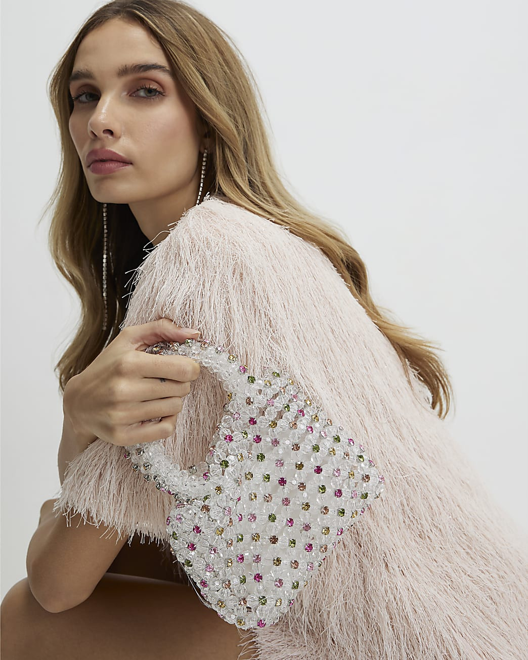 Multi Colour Diamante Beaded Clutch Bag | River Island UK & IE