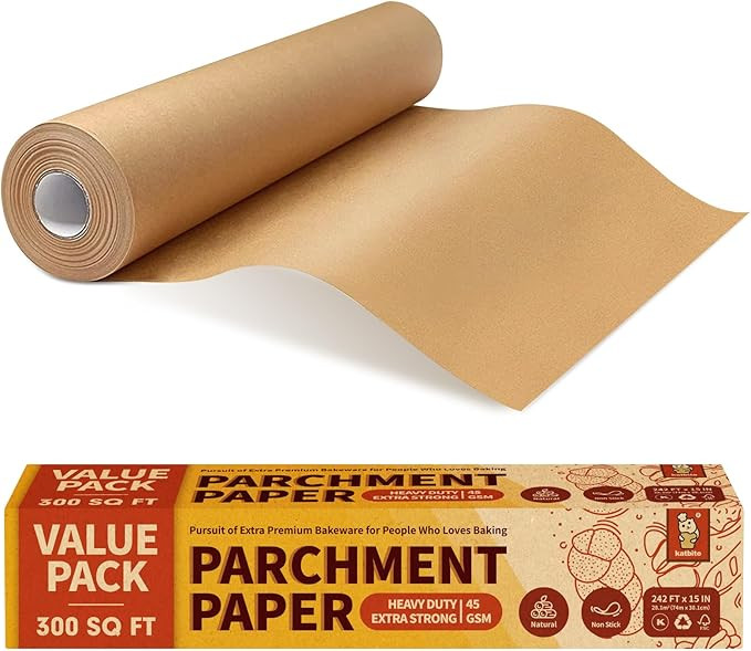 Katbite Unbleached Parchment Paper Roll, 15in x 242ft, 300 Sq.Ft, Non-Stick with Serrated Cutter ... | Amazon (US)