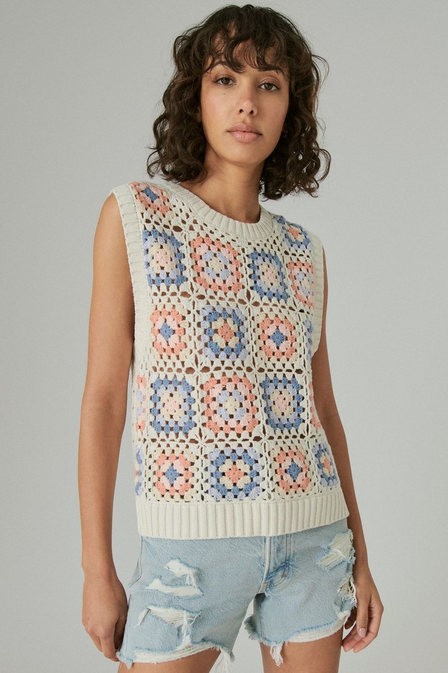 crochet geo sweater tank | Lucky Brand