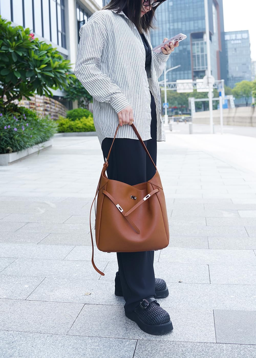 Genuine Leather Hobo Bag for Women, Slouchy tote Bags Purse Shoulder bag | Amazon (US)