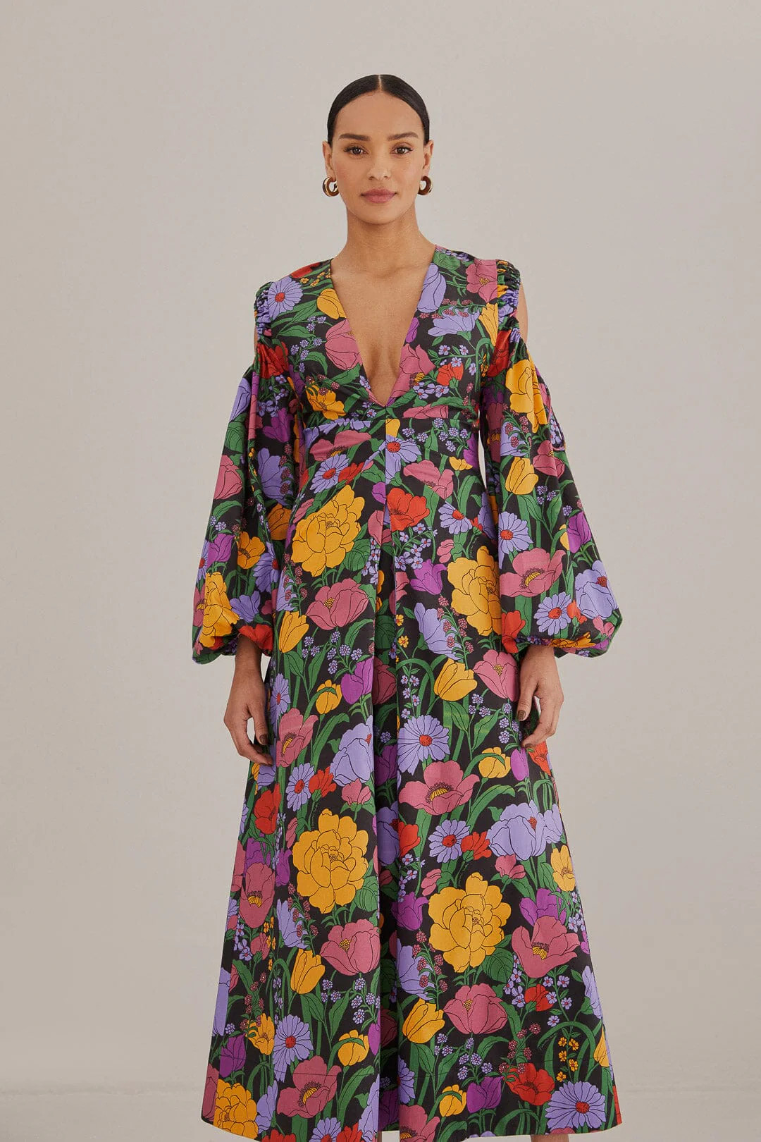 Black Bucolic Garden Cut Out Maxi Dress | FarmRio (US)