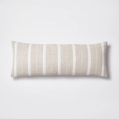 Oversized Oblong Boucle Woven Stripe Decorative Throw Pillow Khaki - Threshold™ designed with Studio | Target