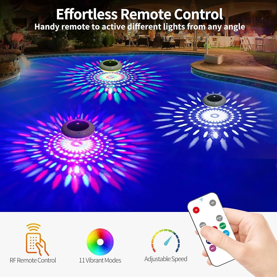 Floating Pool Lights w/Remote, 6.5 Inch RGB Color Changing Solar Pool Lights that Float with 9 Dy... | Amazon (US)