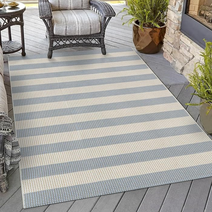 OJIA Washable Area Rugs 4'x6', Striped Outdoor Rug Cotton Woven Entryway Rugs Indoor Patio Rugs C... | Amazon (US)