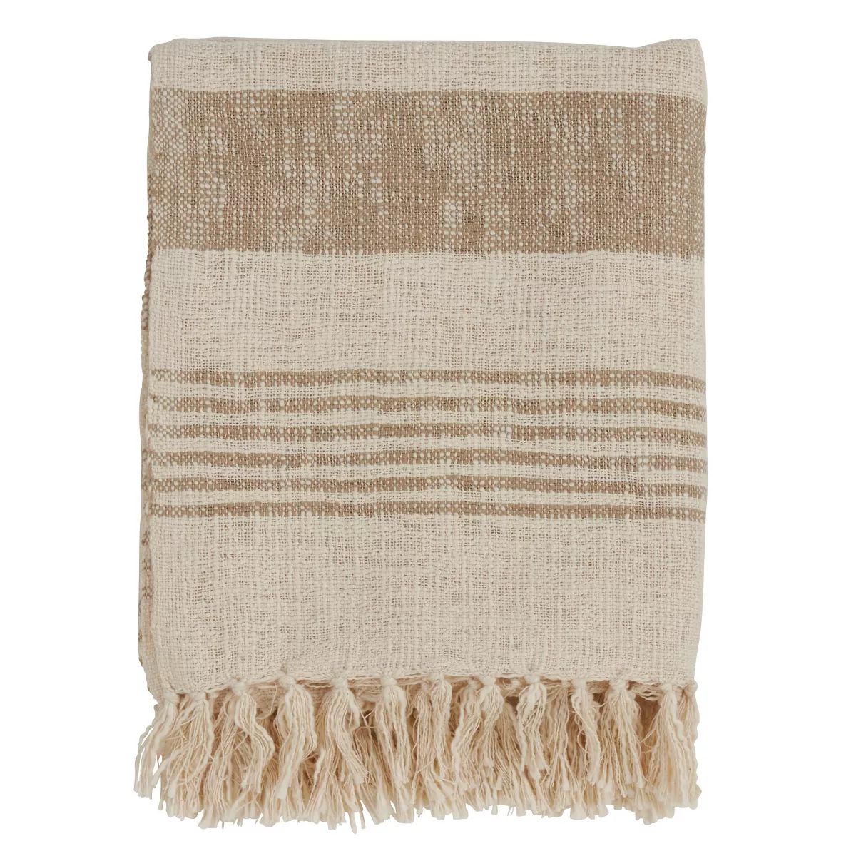 50"x60" Striped Throw Blanket with Tassels Tan - Saro Lifestyle | Target
