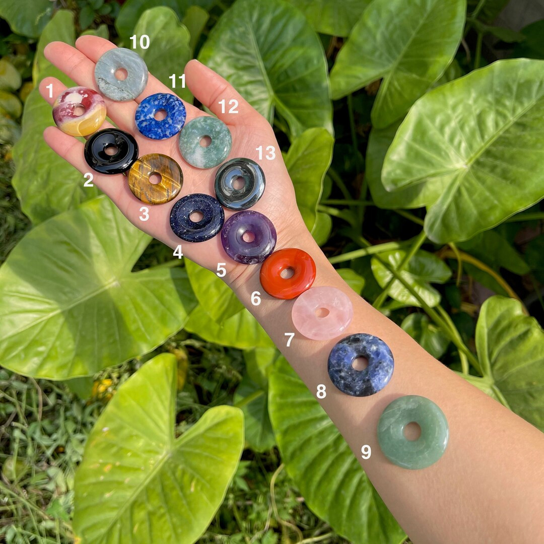 22 Choices Crystal Donut Pendant, 30mm Gemstone Donut, Circle Pi Pendant, Crystal Sphere Holder, ... | Etsy (US)