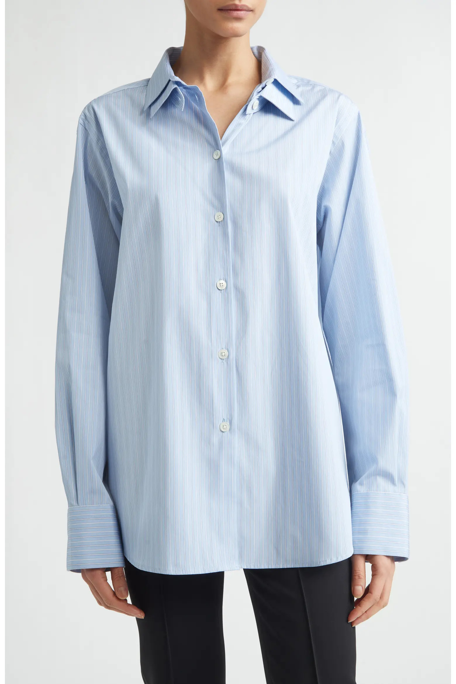 Double Collar Stripe Shirt (Women) | Nordstrom | Nordstrom
