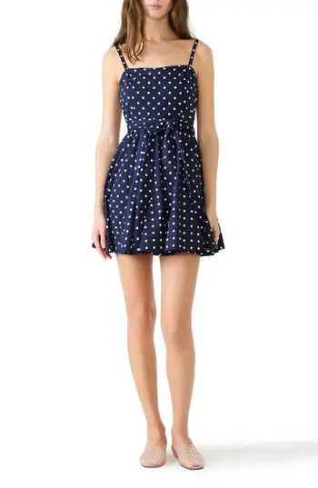 Steve Madden Dasia Polka Dot Stretch Cotton Minidress in Sailor Blue at Nordstrom Rack, Size Medium | Nordstrom Rack