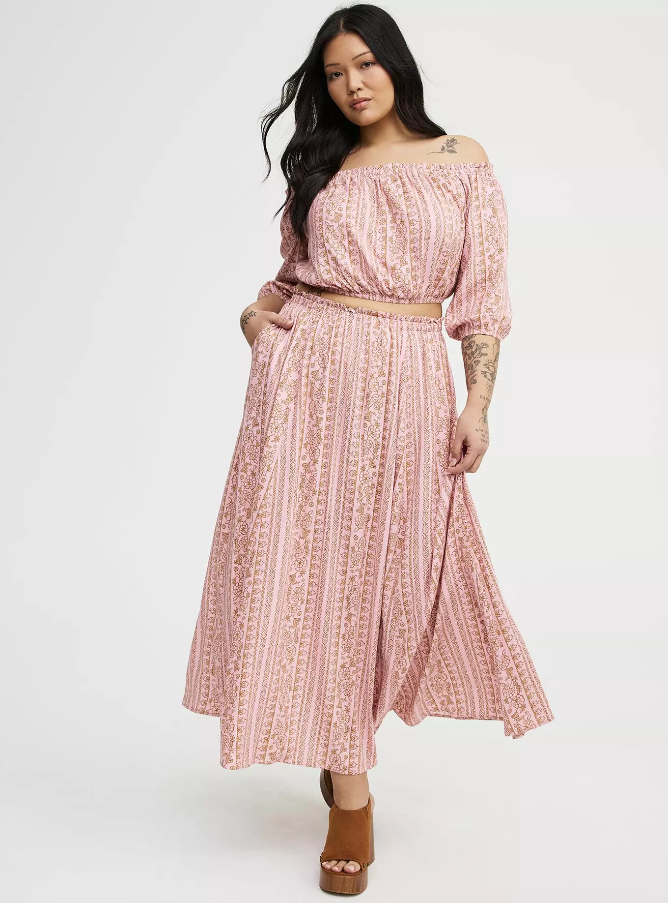 Off-Shoulder Maxi Skirt Set | Torrid (US & Canada)