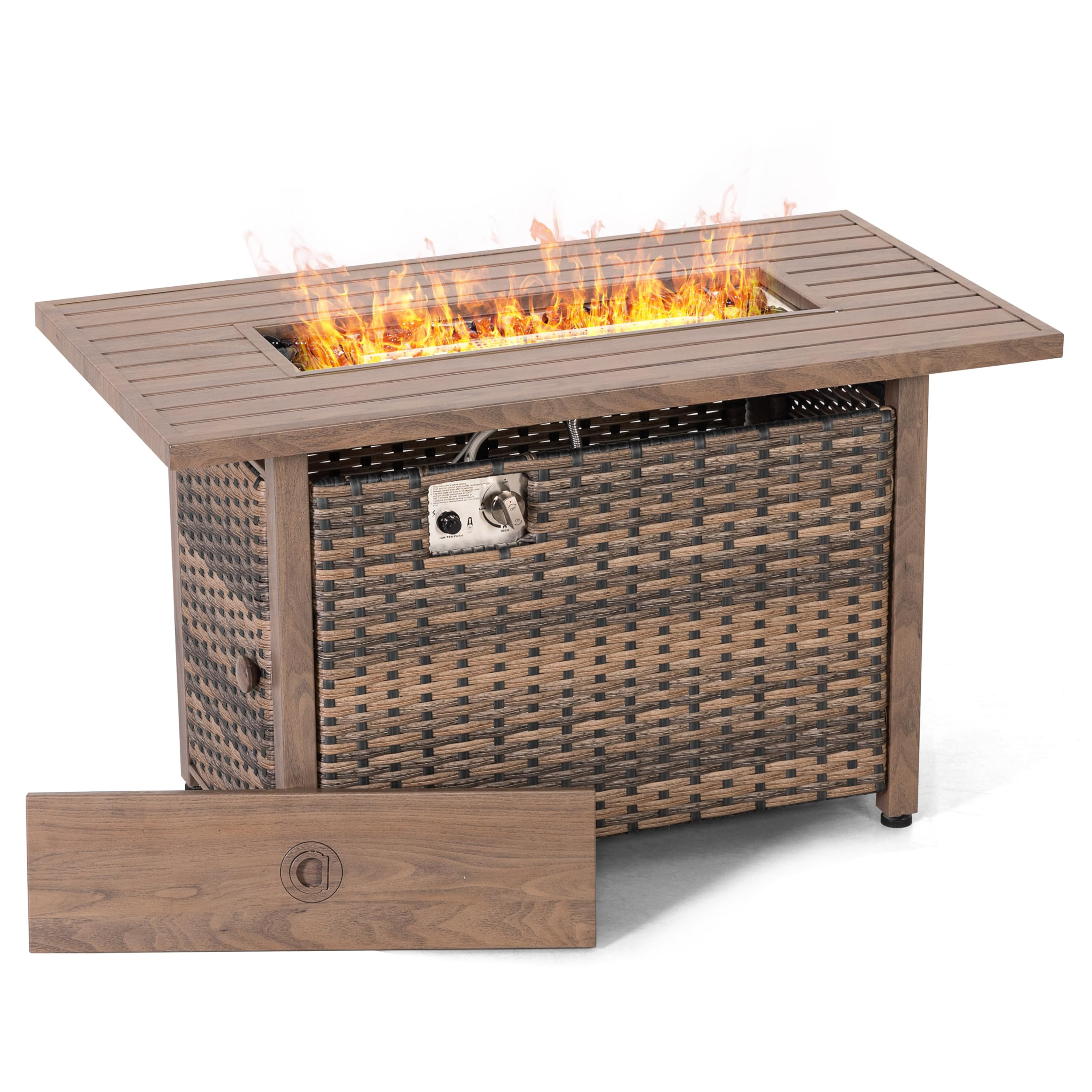 Nuu Garden 43” Propane Fire Pit, CSA-Listed Rattan Outdoor Fire Pit Table, 50,000 BTU Smokeless... | Amazon (US)