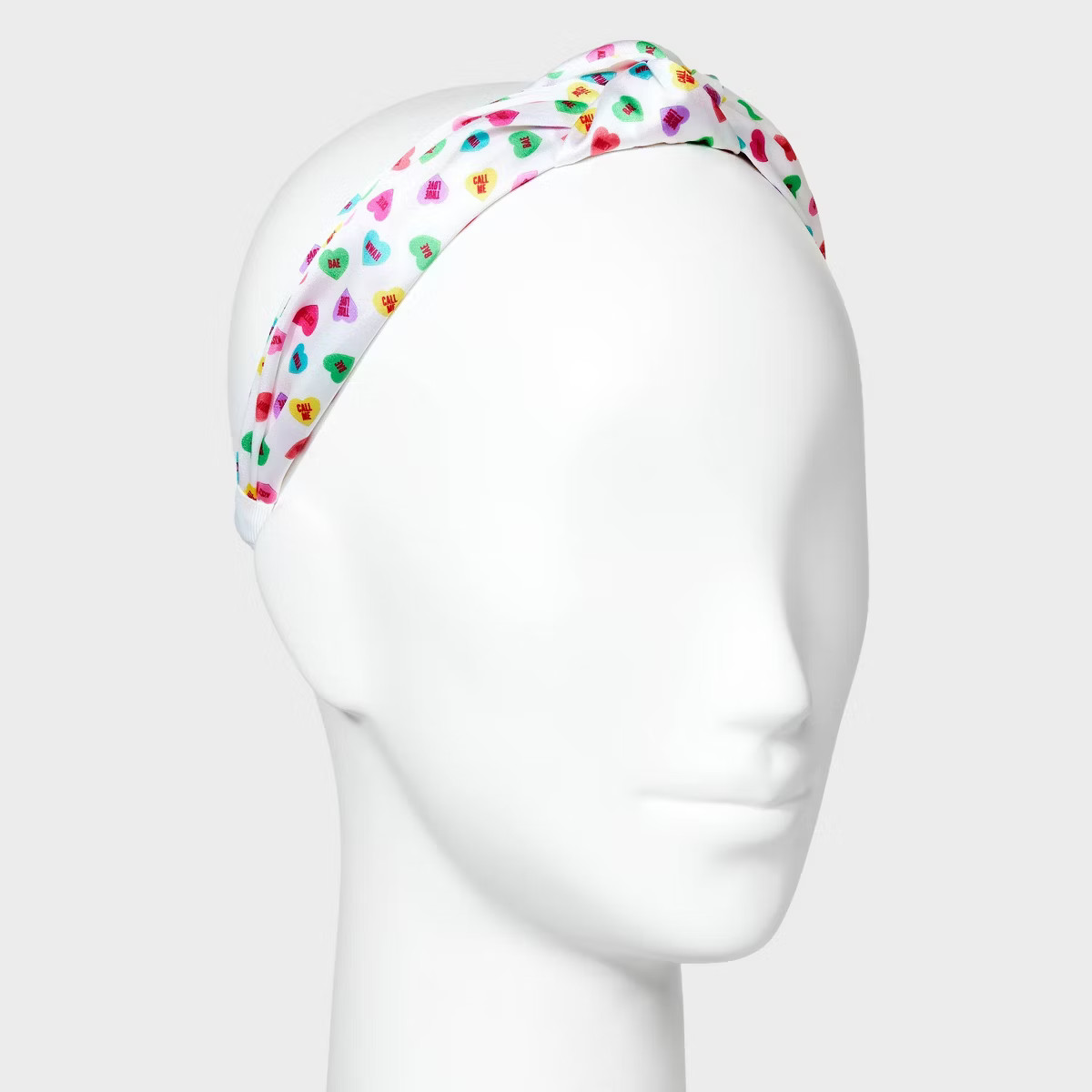 Sweetheart Candy Print Top Knot Headband - White | Target