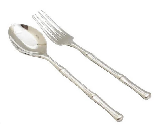 Silver Bamboo Salad Servers | The Enchanted Home