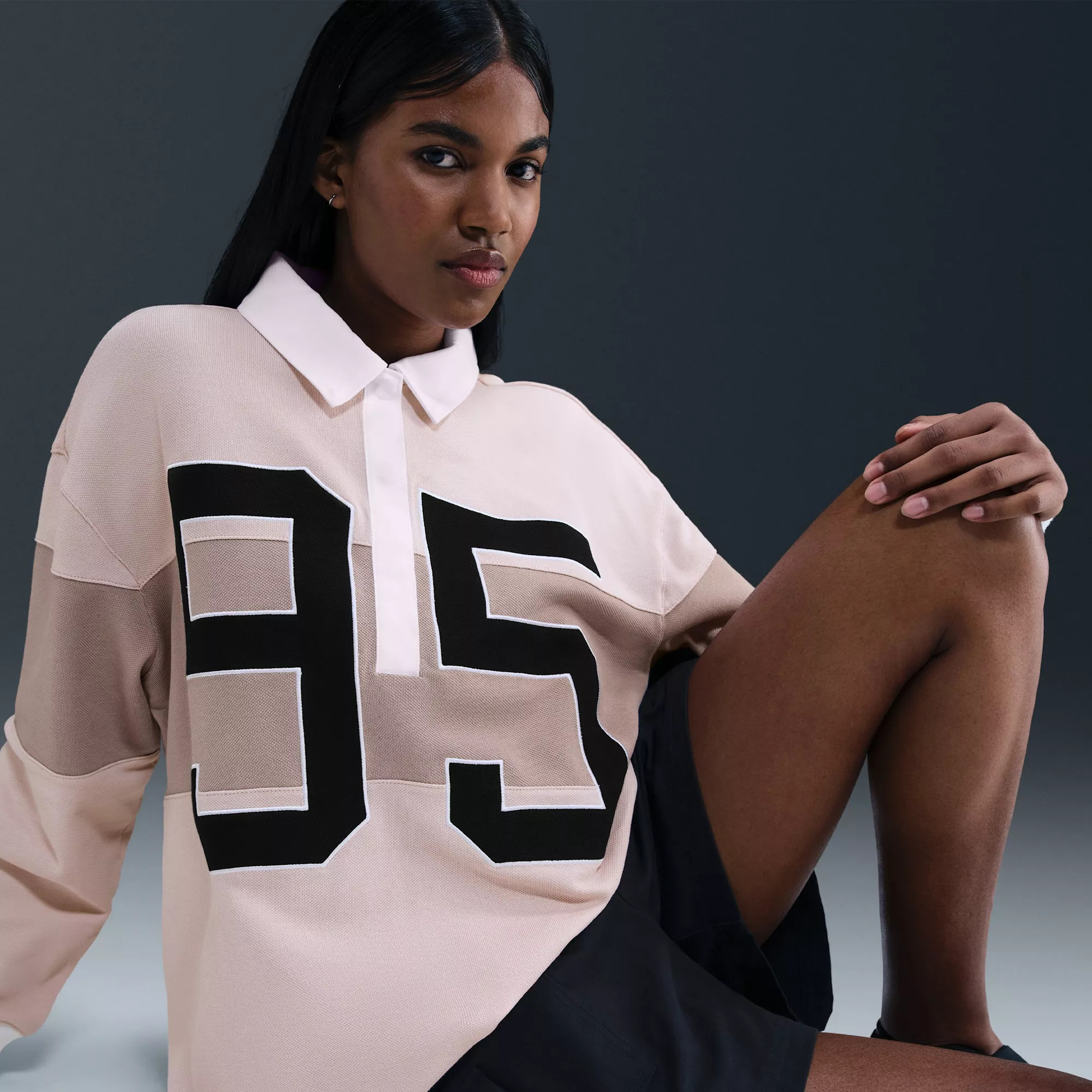 Nike Women's Sportswear Long-Sleeve Graphic Polo Top, Large, Silt Red/Malt | DICK'S Sporting Goods