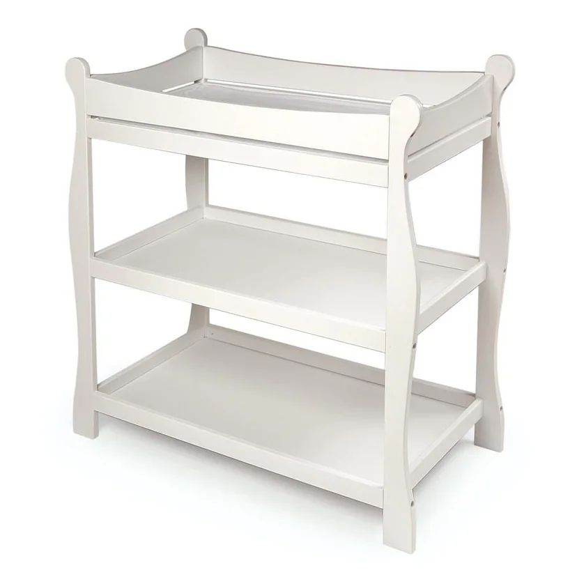 Sleigh Style Baby Changing Table, White, Includes Pad | Bed Bath & Beyond