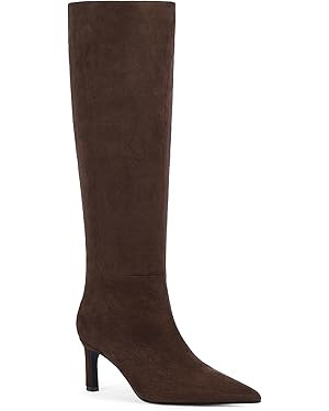 Knee High Boots for Women 2.56" Kitten Heel Pointed Toe Pull On Fall Winter Dress Tall Boots for ... | Amazon (US)