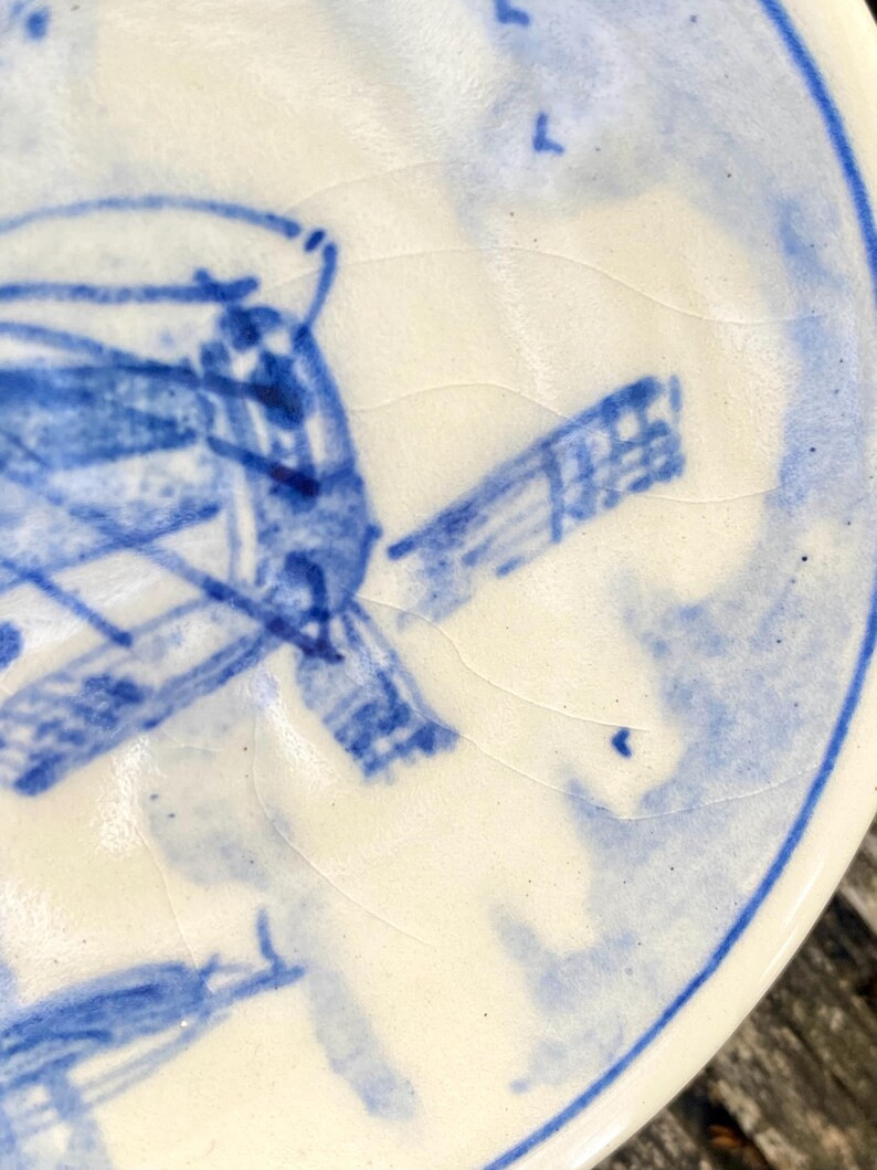 Vintage Real Crown Delft Blue Holland Windmill Scene Collectible Hand Painted Mini 7 cm Plate/Wal... | Etsy (US)