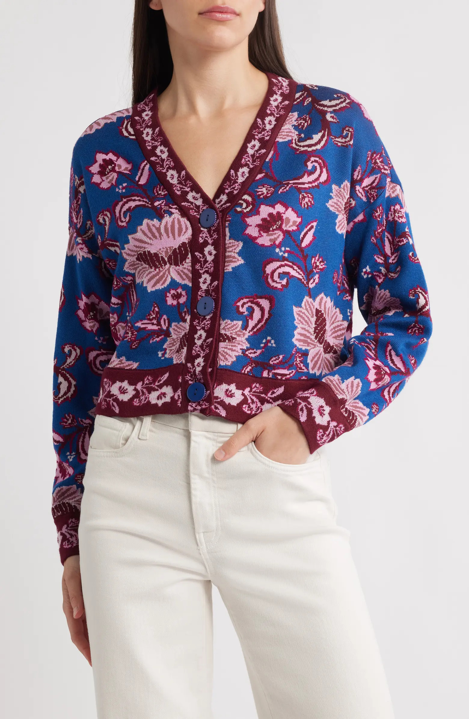 FARM Rio Flower Delicacy Jacquard Cardigan | Nordstrom | Nordstrom