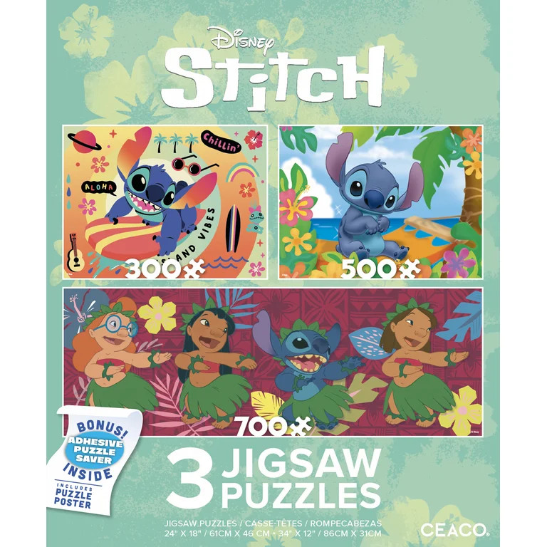 Ceaco Disney Lilo and Stitch Three Interlocking Jigsaw Puzzles - Walmart.com | Walmart (US)