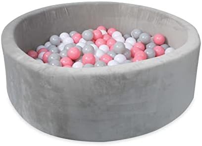 Nuby Velvet Ball Pit, Soft Play with Colored 200 Balls Included, Pink and Gray | Amazon (US)