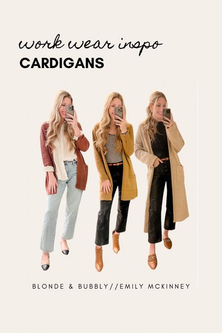 Workwear cardigans outfit inspo 🫶

Workwear. Business casual. Smart casual. Office wear. Winter. Cardigan. Jeans. 

#LTKworkwear #LTKfindsunder50 #LTKSeasonal
