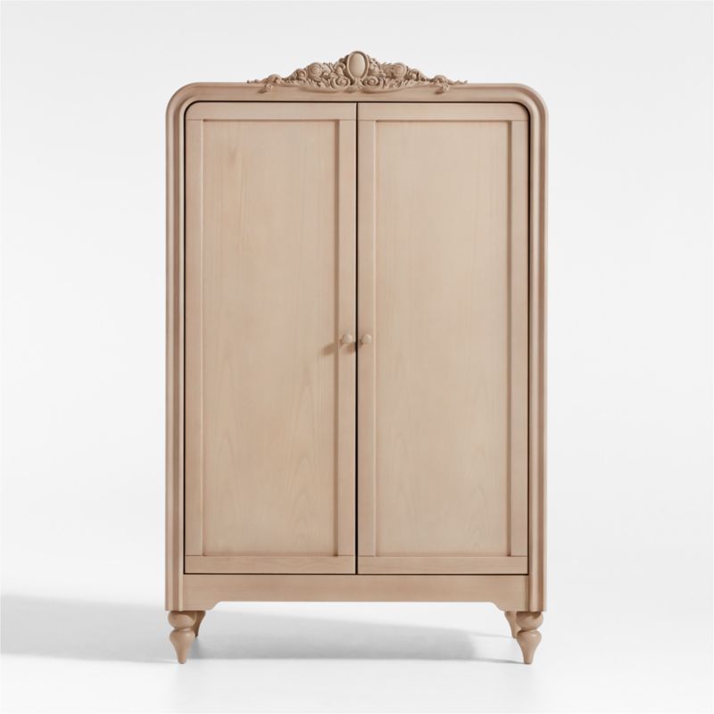 Lennox Carved Natural Wood Kids Armoire by Leanne Ford | Crate & Kids | Crate & Barrel
