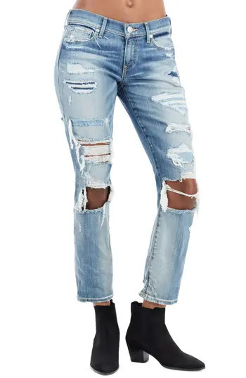 Women's True Religion Brand Jeans Ripped Straight Leg Jeans, Size 25 - Black | Nordstrom