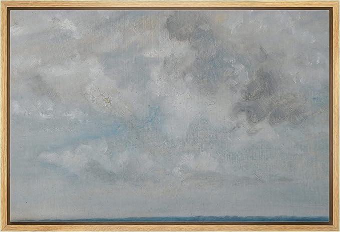 SIGNLEADER Framed Canvas Print Wall Art Pastel Blue Gray Watercolor Cloudy Sky Abstract Shapes Il... | Amazon (US)