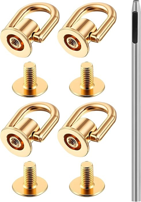 4 PCS D Rings for Purse, Leather Rivets Button and Metal Stud Screw, D Ring Stud Screw for Purse ... | Amazon (US)