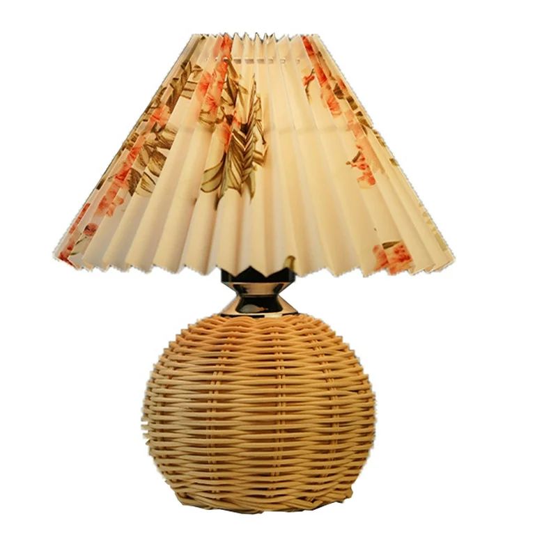 Cute little pleated lamp, modern bedside table/lamp, beige shade, bedroom, home office - printing | Walmart (US)