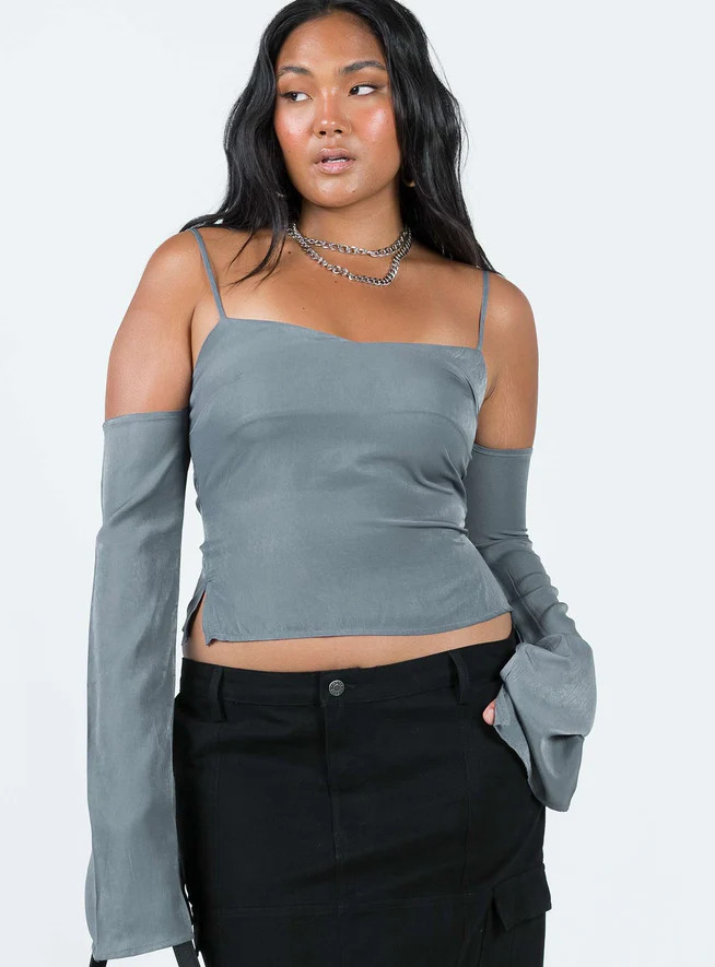 Cold Shoulder Top Slate | Princess Polly US