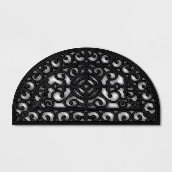 1'10"x2'11" Half Circle Rubber Grate Mat Black - Threshold™ | Target