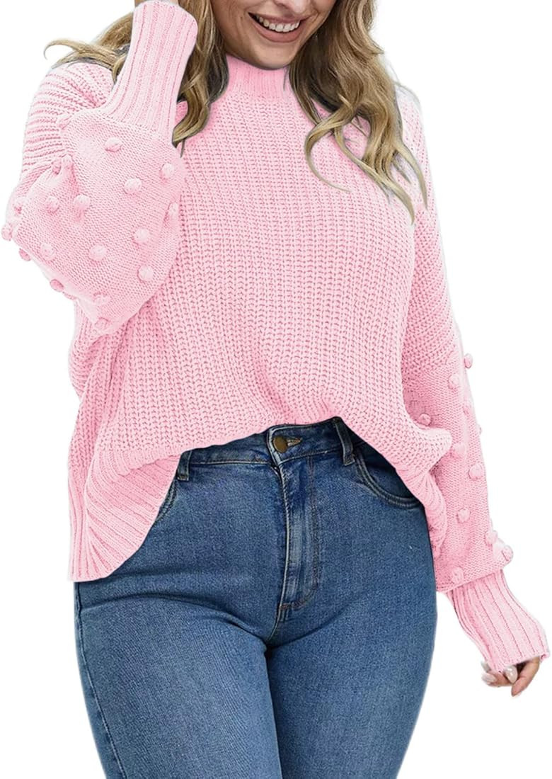 Eytino Womens Plus Size Colorblock Sweaters Crewneck Long Sleeve Side Slit Pullover Sweater Top(1X-5 | Amazon (US)