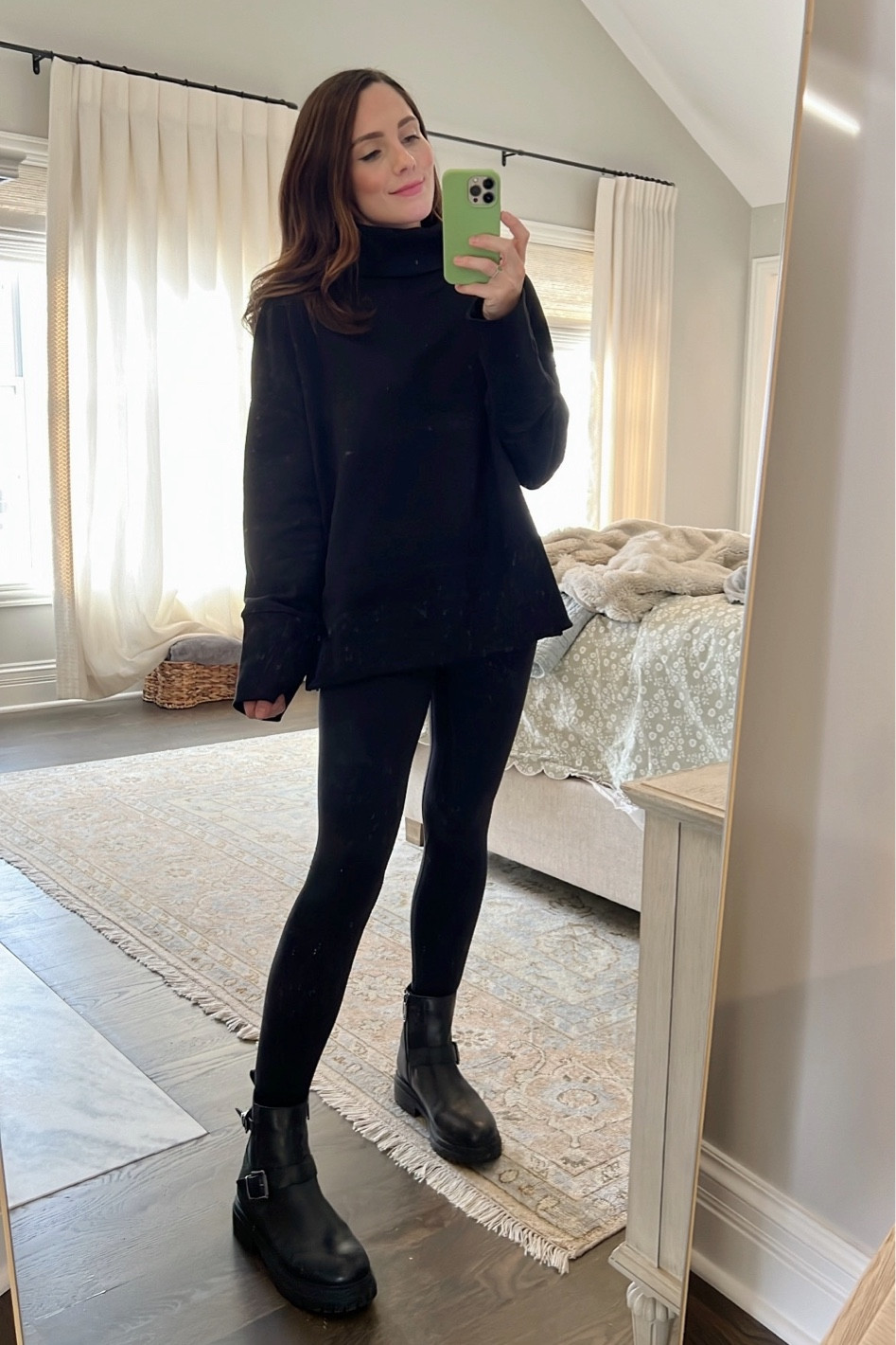 Comfy all black outfit for running around on a very chilly day! My sweater and boots are both on sale! 

Sale find // winter sweater // winter boots // black boots // leggings outfit // comfy outfit // black turtleneck // mom outfit // mom life 

#LTKstyletip #LTKfindsunder50 #LTKsalealert