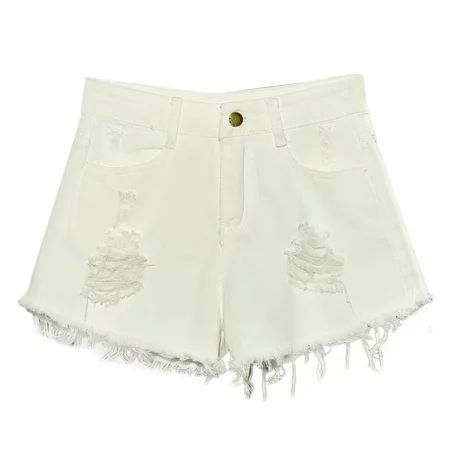 Women s Ripped High Waisted Denim Shorts Stretchy Jean Shorts White L | Walmart (US)