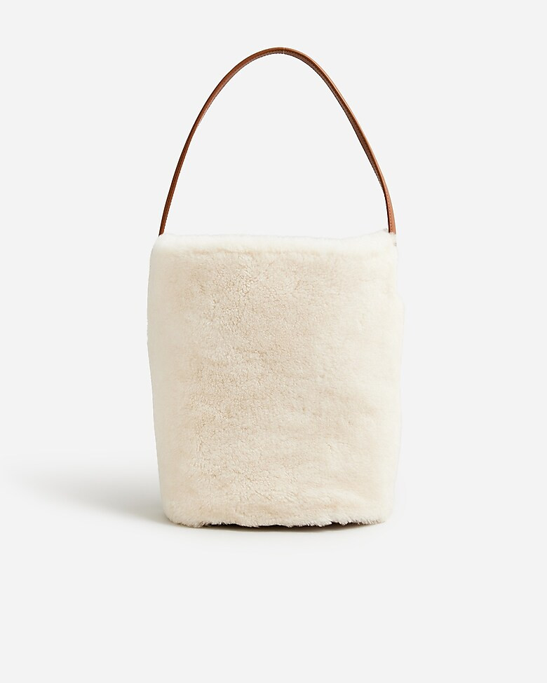 Collection Berkeley bucket bag in leather and shearling | J. Crew US