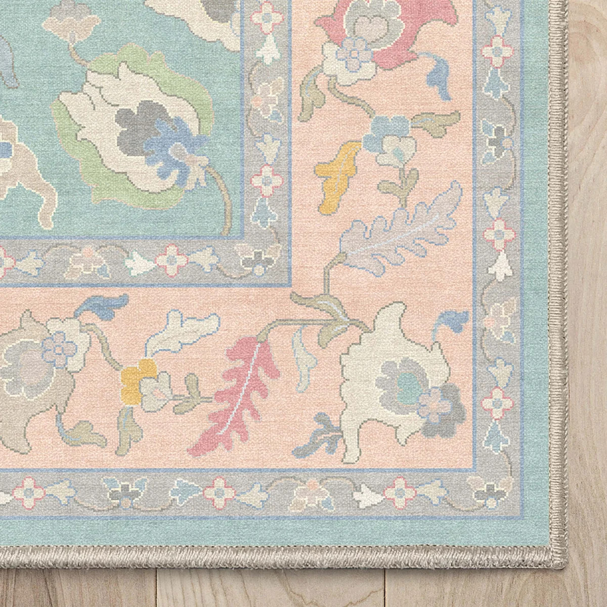 Bungalow Rose Adrith Konya Updated Traditional Oriental Pastel Green Area Rug | Wayfair North America