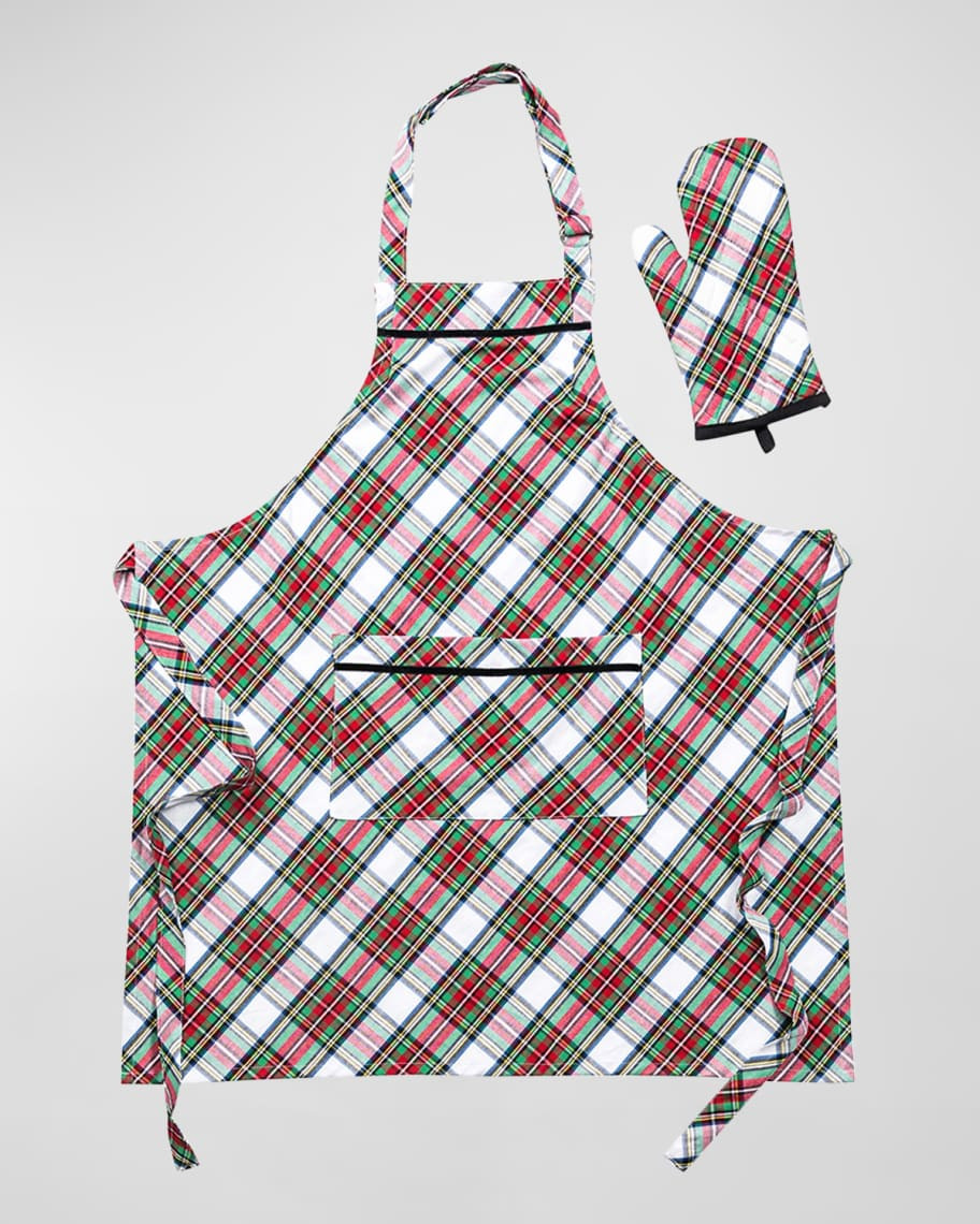 Juliska Stewart Tartan 2-Piece Adult Apron & Oven Mitt Set | Horchow