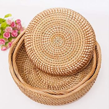 Rattan Round Fruit Baskets, Wicker Storage Bowls, Natural Woven Serving Basket Bowls, Decorative ... | Amazon (US)